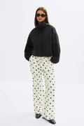 Drawstring satin trousers - Creme