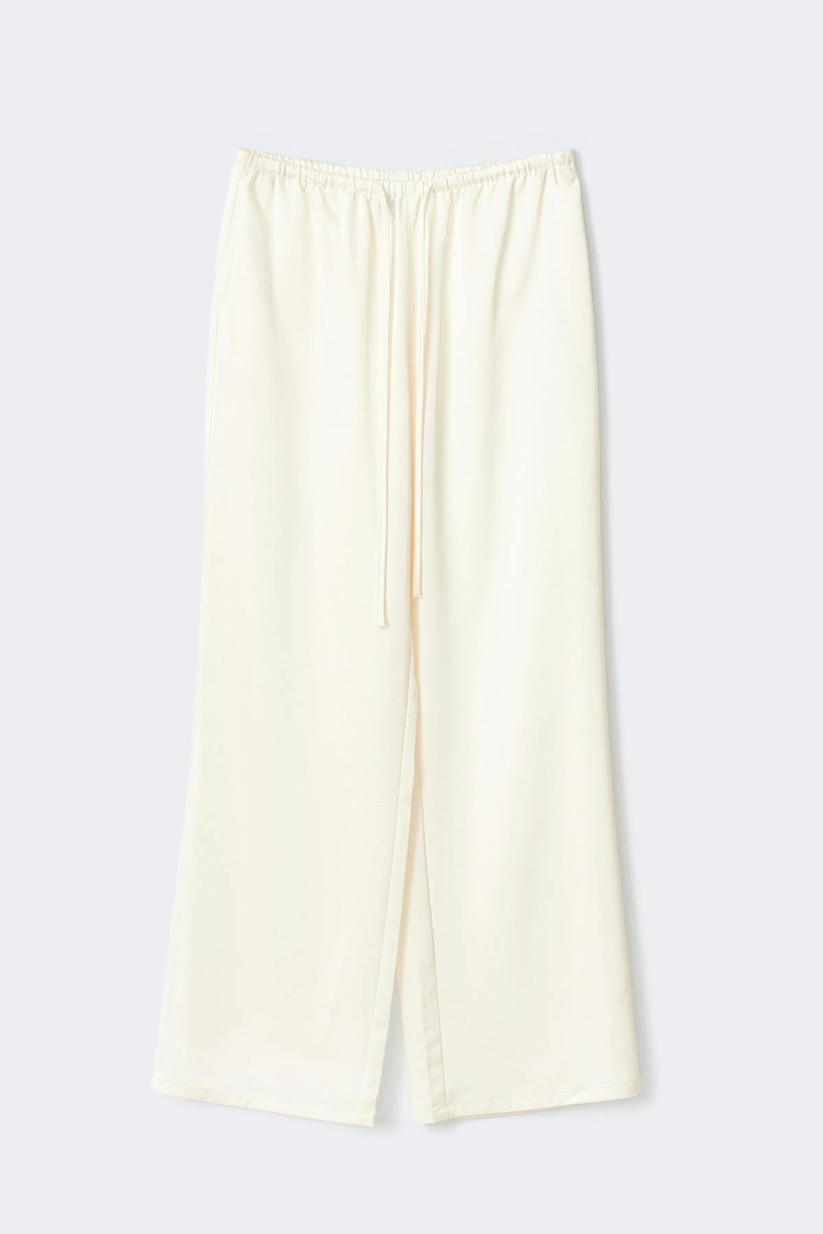Drawstring satin trousers - Butter yellow
