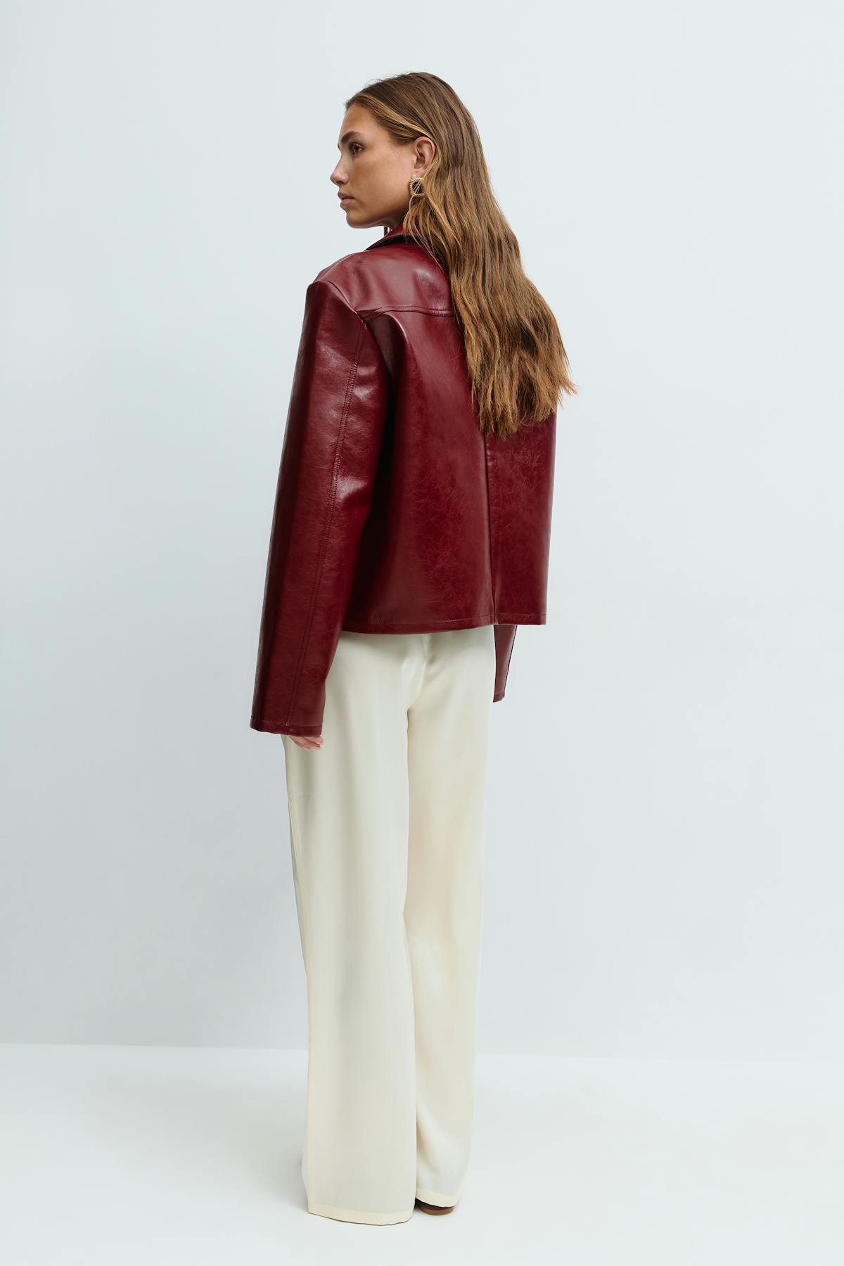 Drawstring satin trousers - Egret