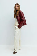 Drawstring satin trousers - Egret