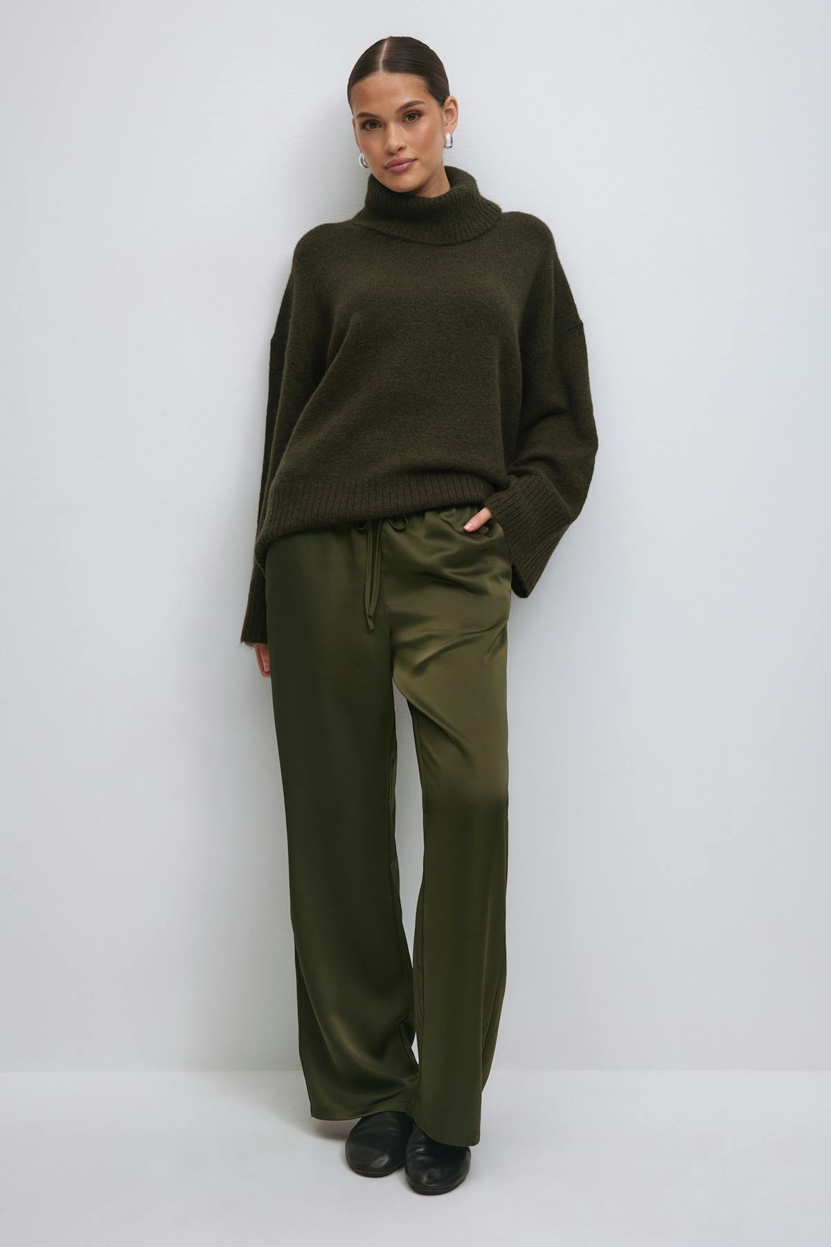 Drawstring satin trousers - Butter yellow