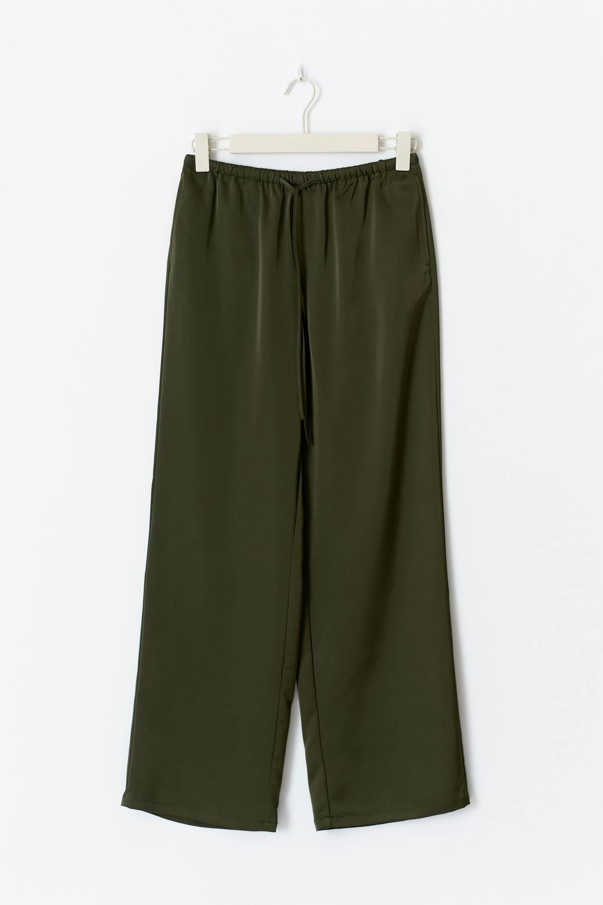 Drawstring satin trousers - Noir
