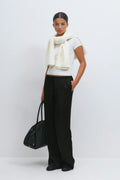 Drawstring satin trousers - Egret