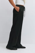 Drawstring satin trousers - Butter yellow