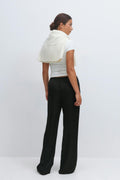 Drawstring satin trousers - Butter yellow