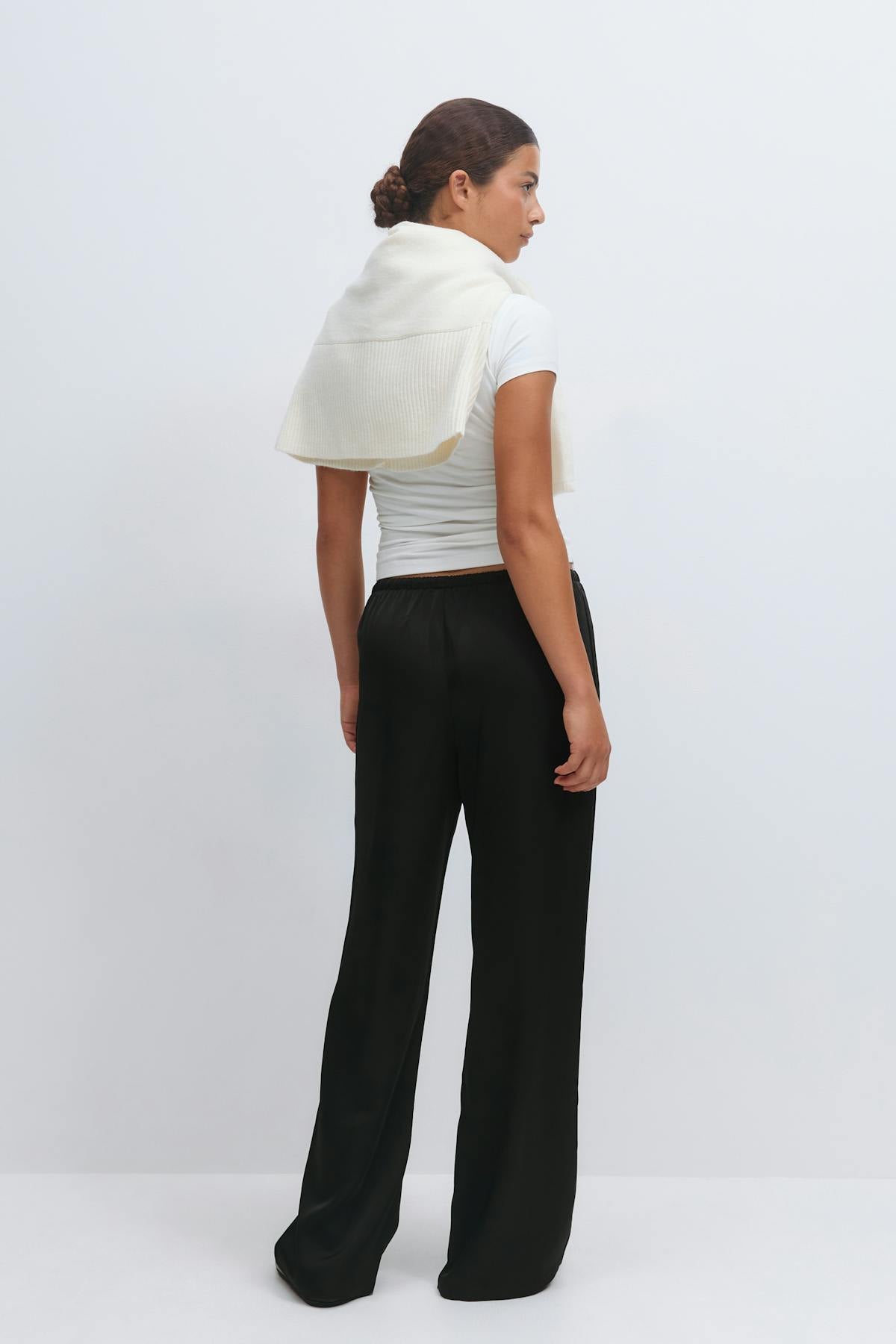 Drawstring satin trousers - Butter yellow