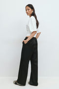 Drawstring satin trousers - Butter yellow