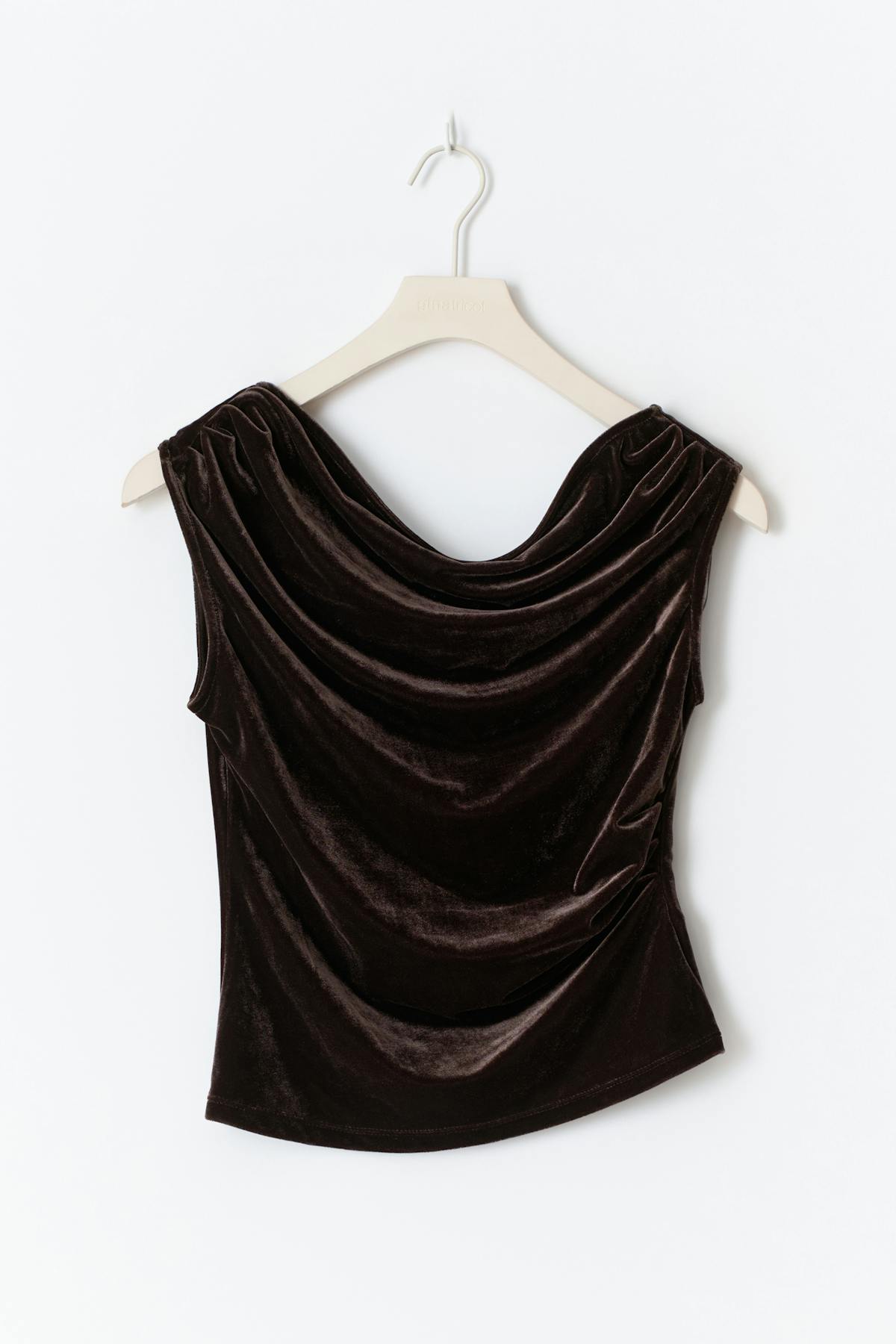Asymmetric velvet top - Marron foncé
