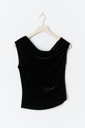 Asymmetric velvet top - Noir
