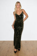 Velvet maxi dress - Vert foncé