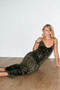 Velvet maxi dress - Vert foncé