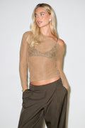 Rhinestone lace top - Camel