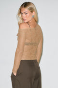 Rhinestone lace top - Camel