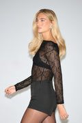 Rhinestone lace top - Noir