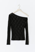 Rhinestone lace top - Noir