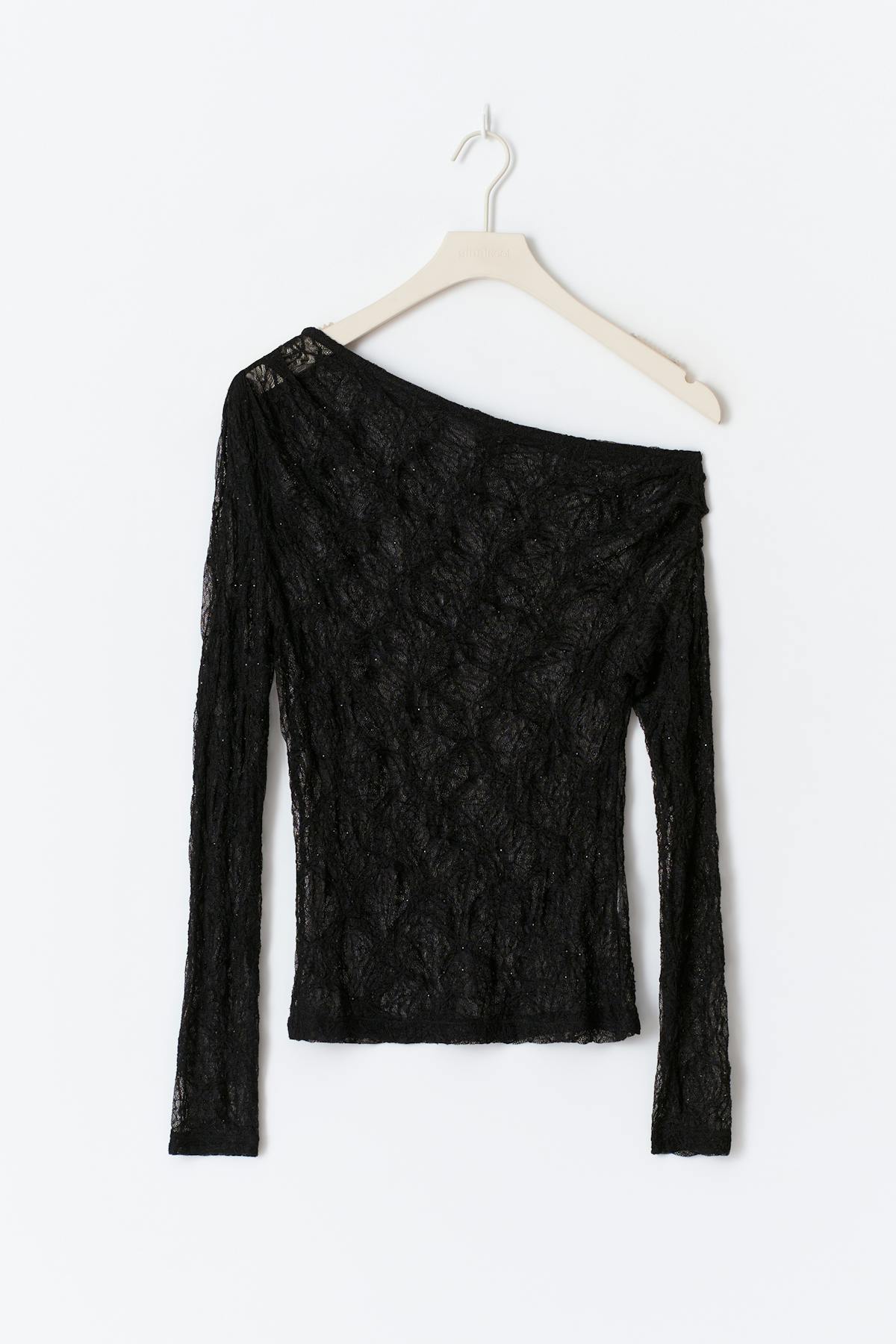 Rhinestone lace top - Noir
