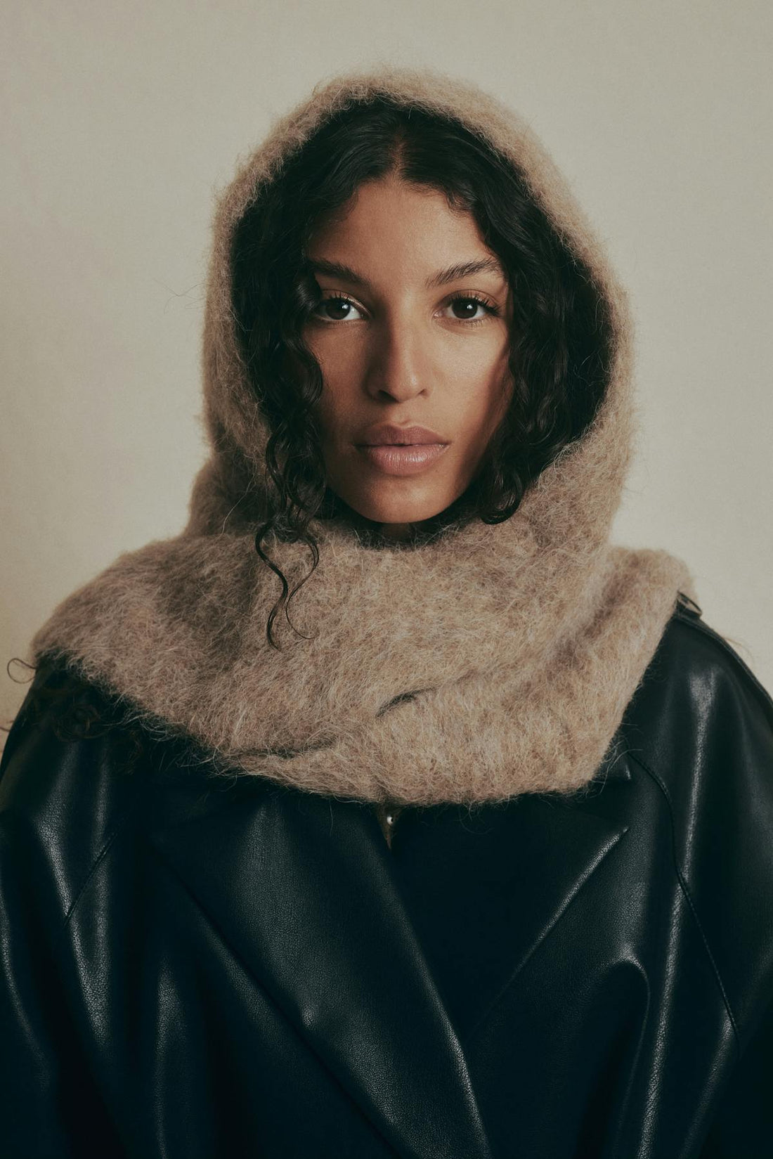 Premium alpaca bonnet - Beige melange