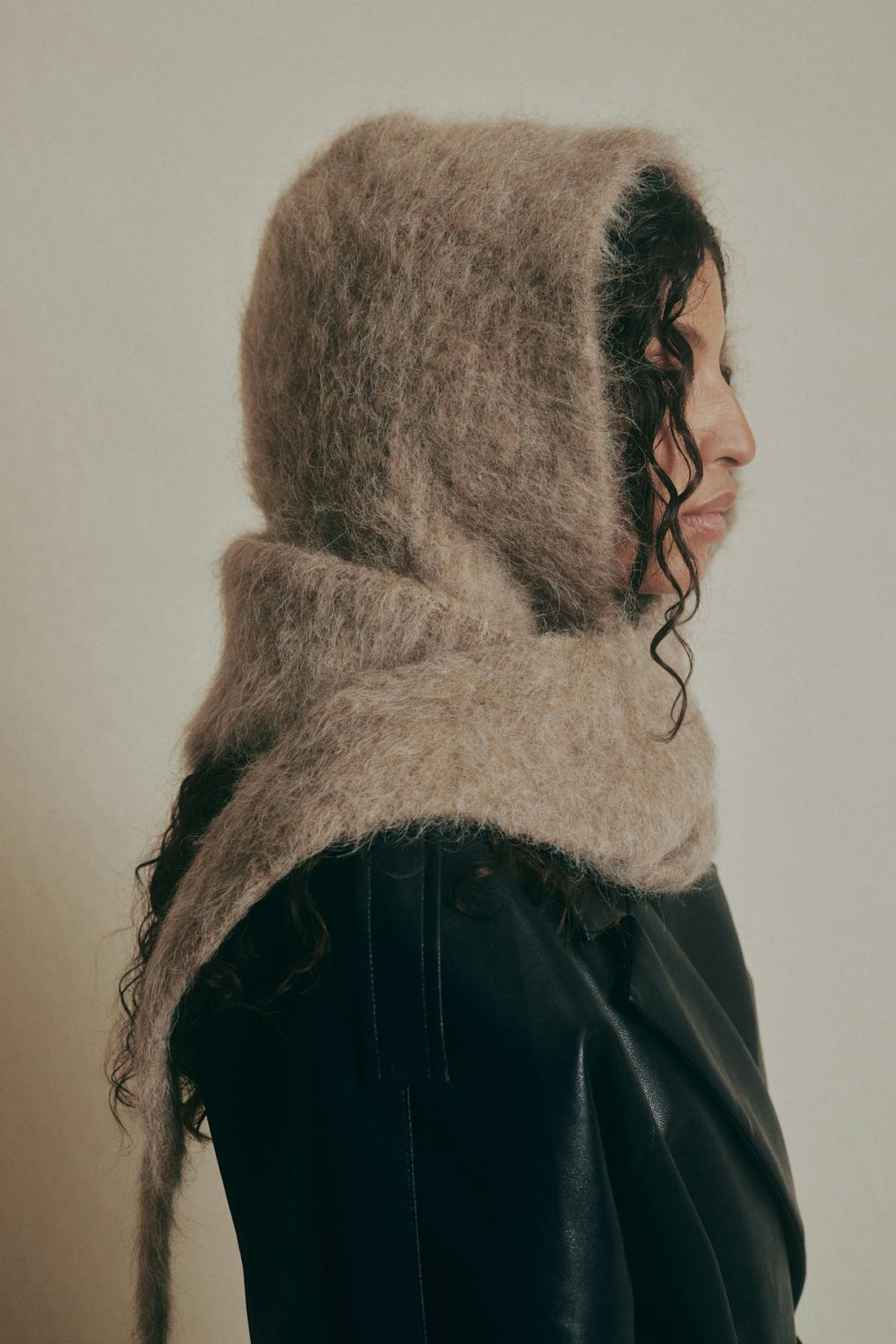 Premium alpaca bonnet - Beige melange