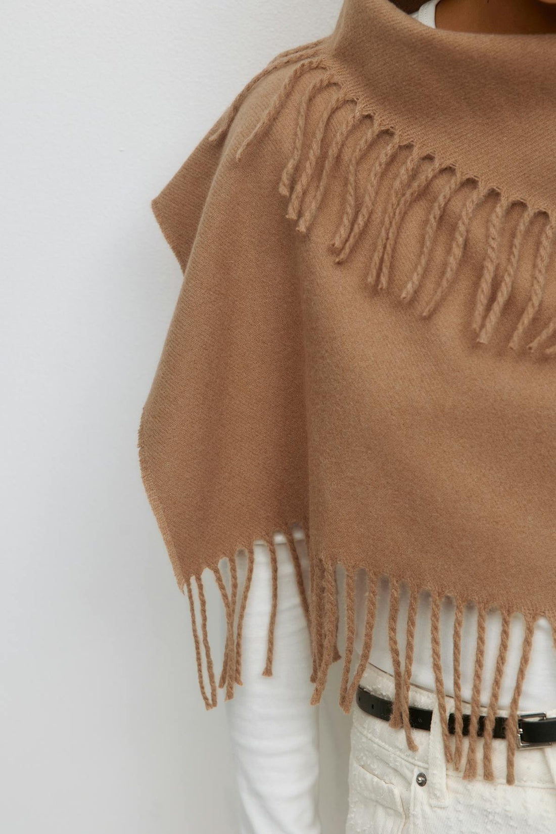 Fringe polo scarf - Camel