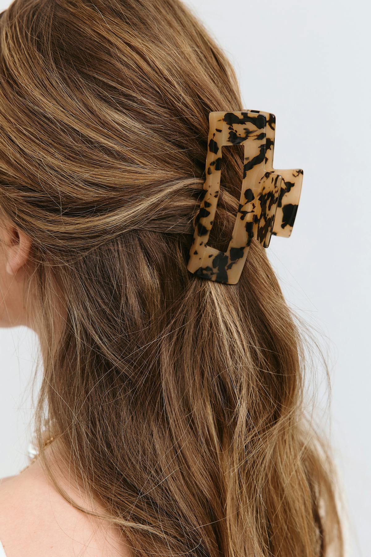 Square hair clip - Rose clair
