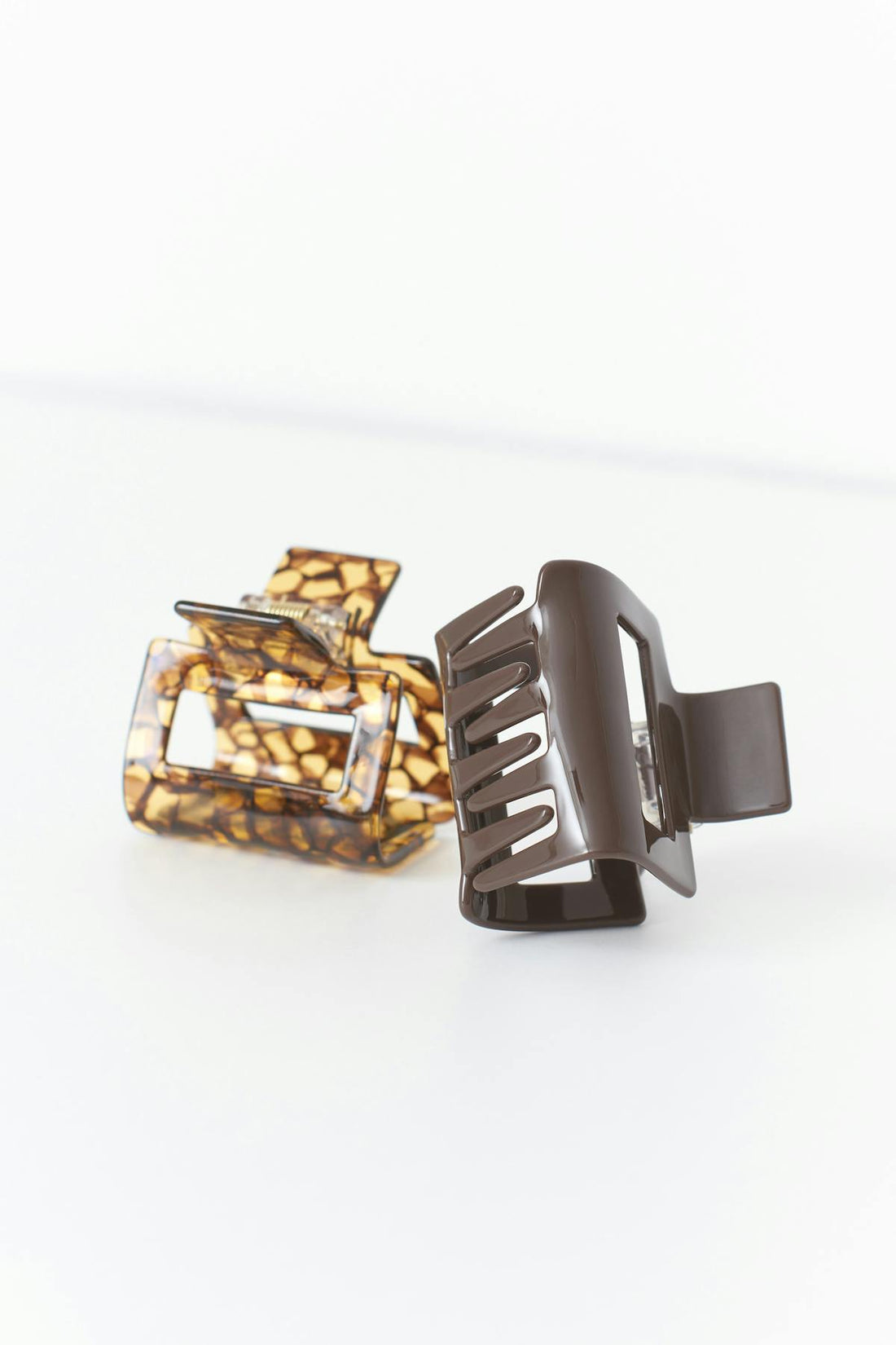 2-pack mini square hair clip - Brown/turtoise
