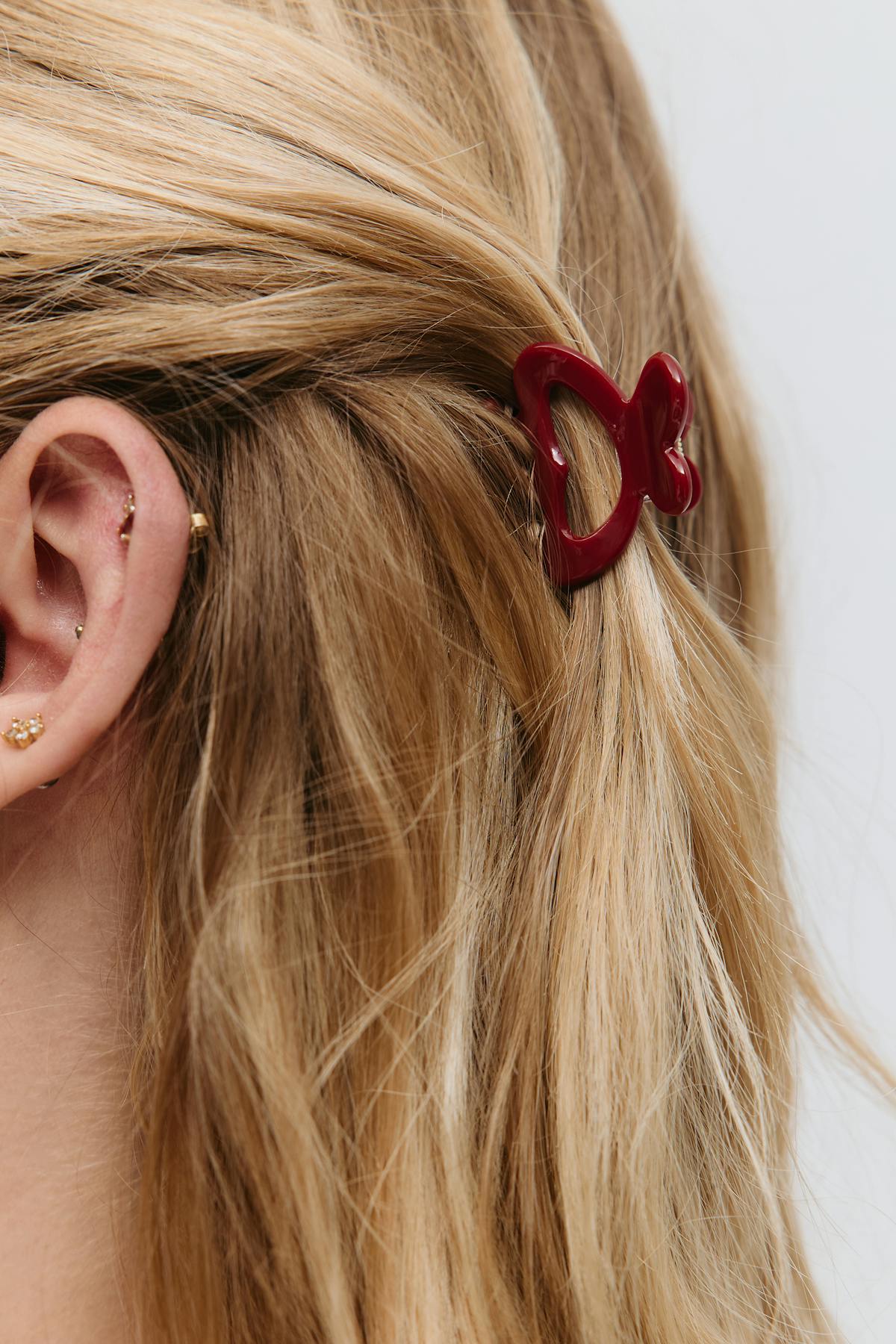 4-pack mini hair clips - Red/pink