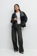 Low wide front seam jeans - Ecru