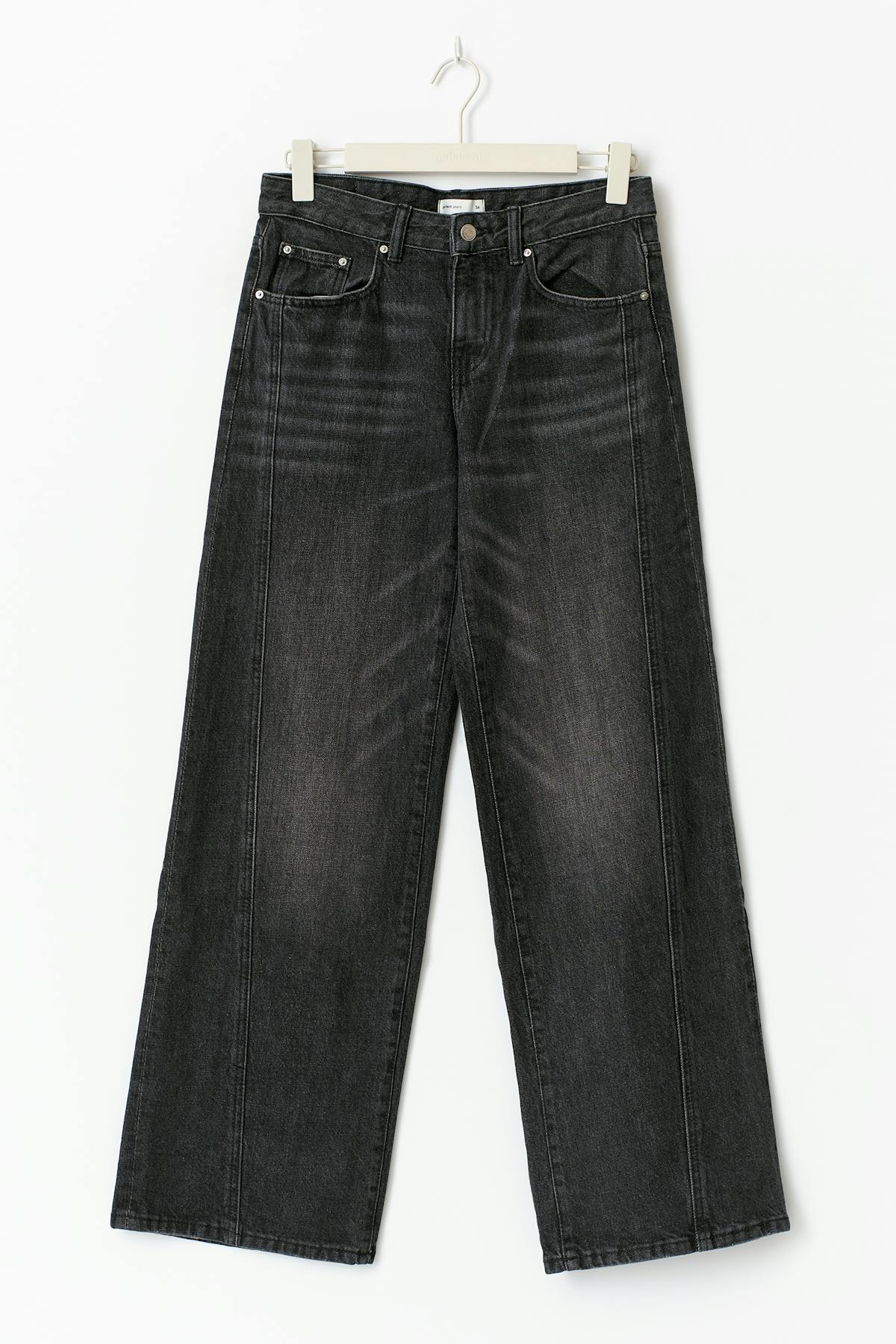Low wide front seam jeans - Offblack