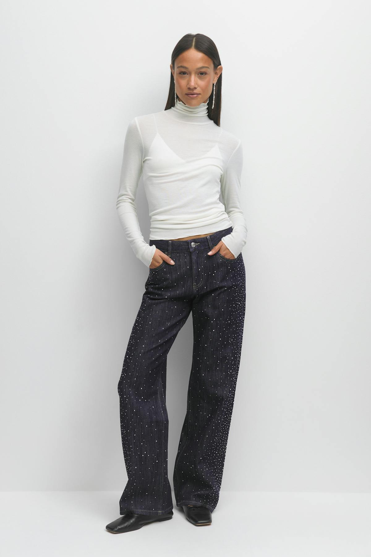 Rhinestone jeans - Offblack