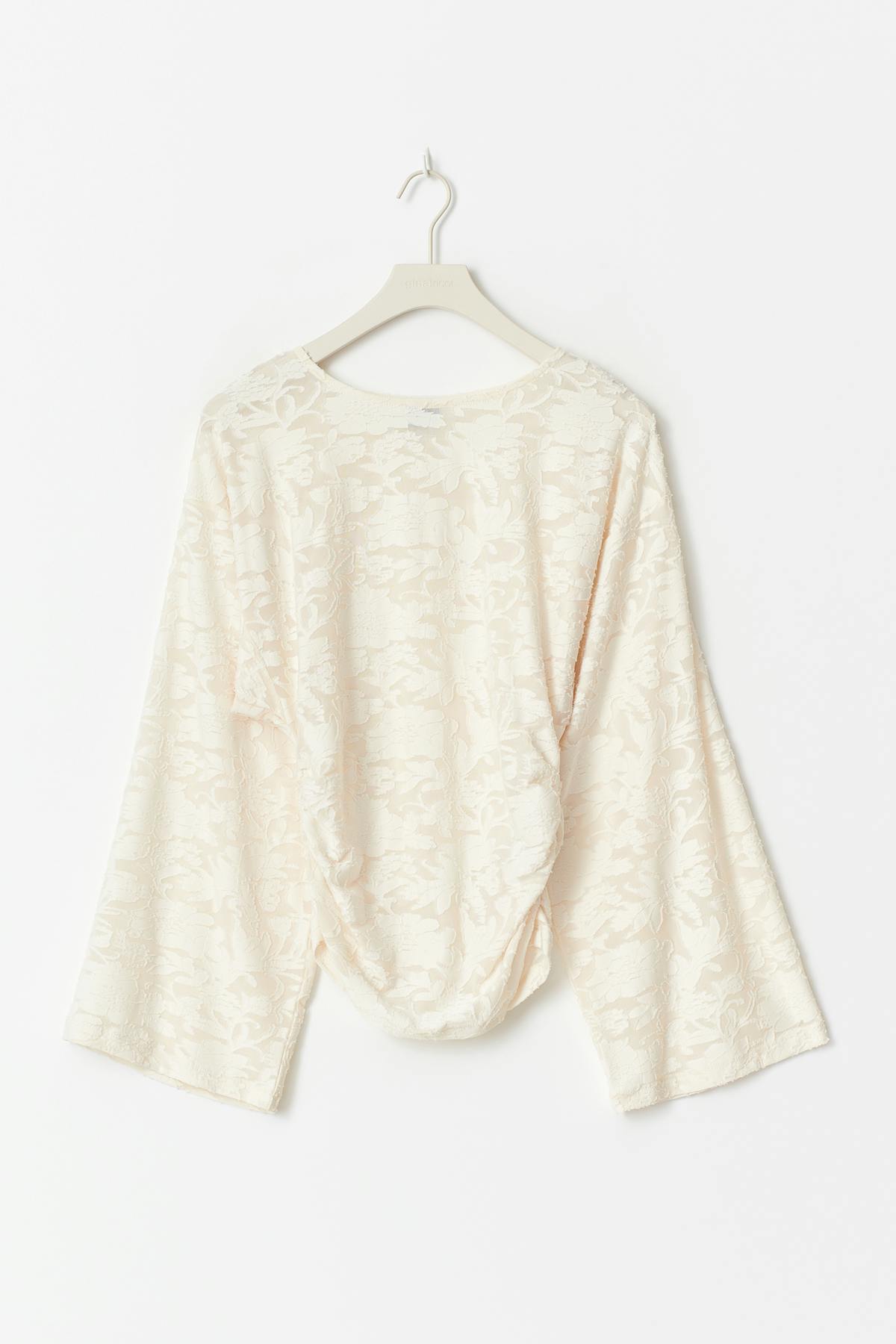 Crewneck textured top - Ecru
