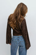 Crewneck textured top - Marron foncé