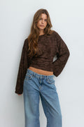Crewneck textured top - Ecru