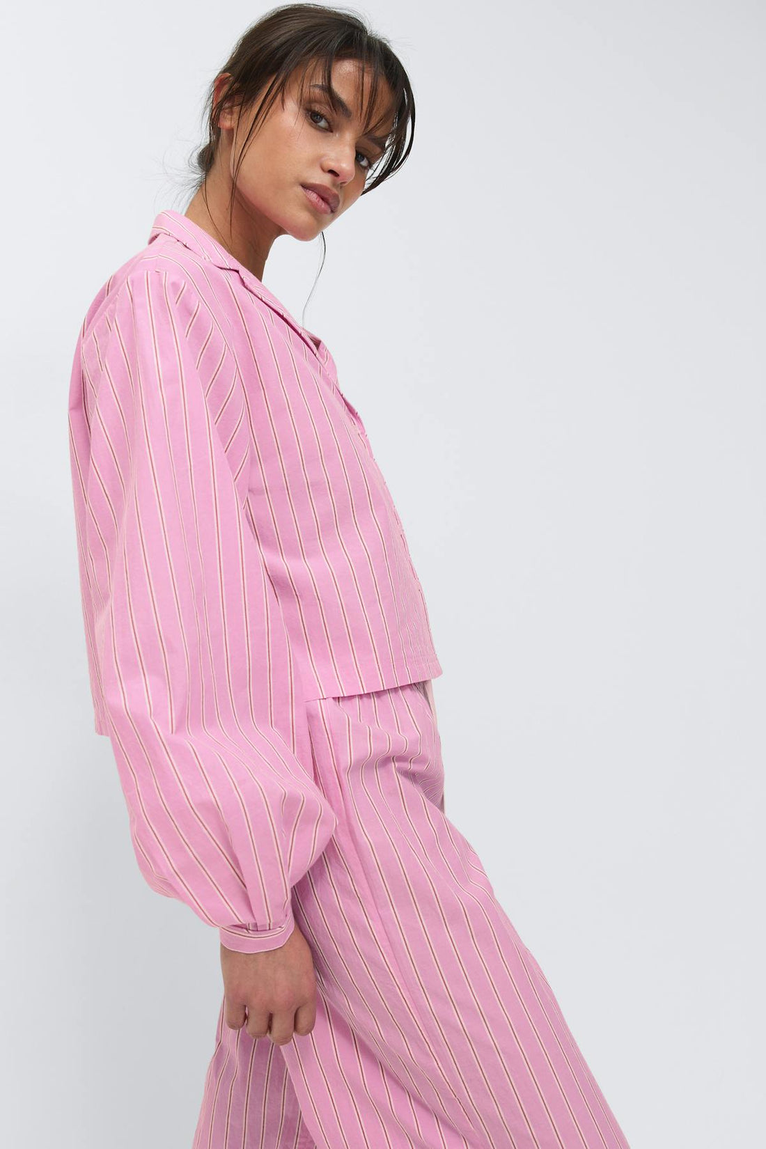 Poplin pyjamas shirt - Pink stripe