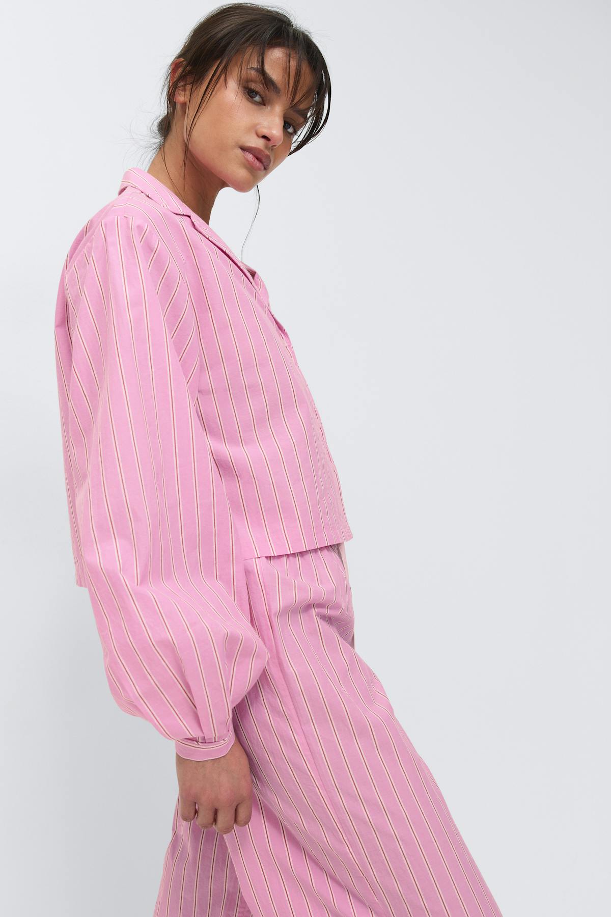 Poplin pyjamas shirt - Pink stripe