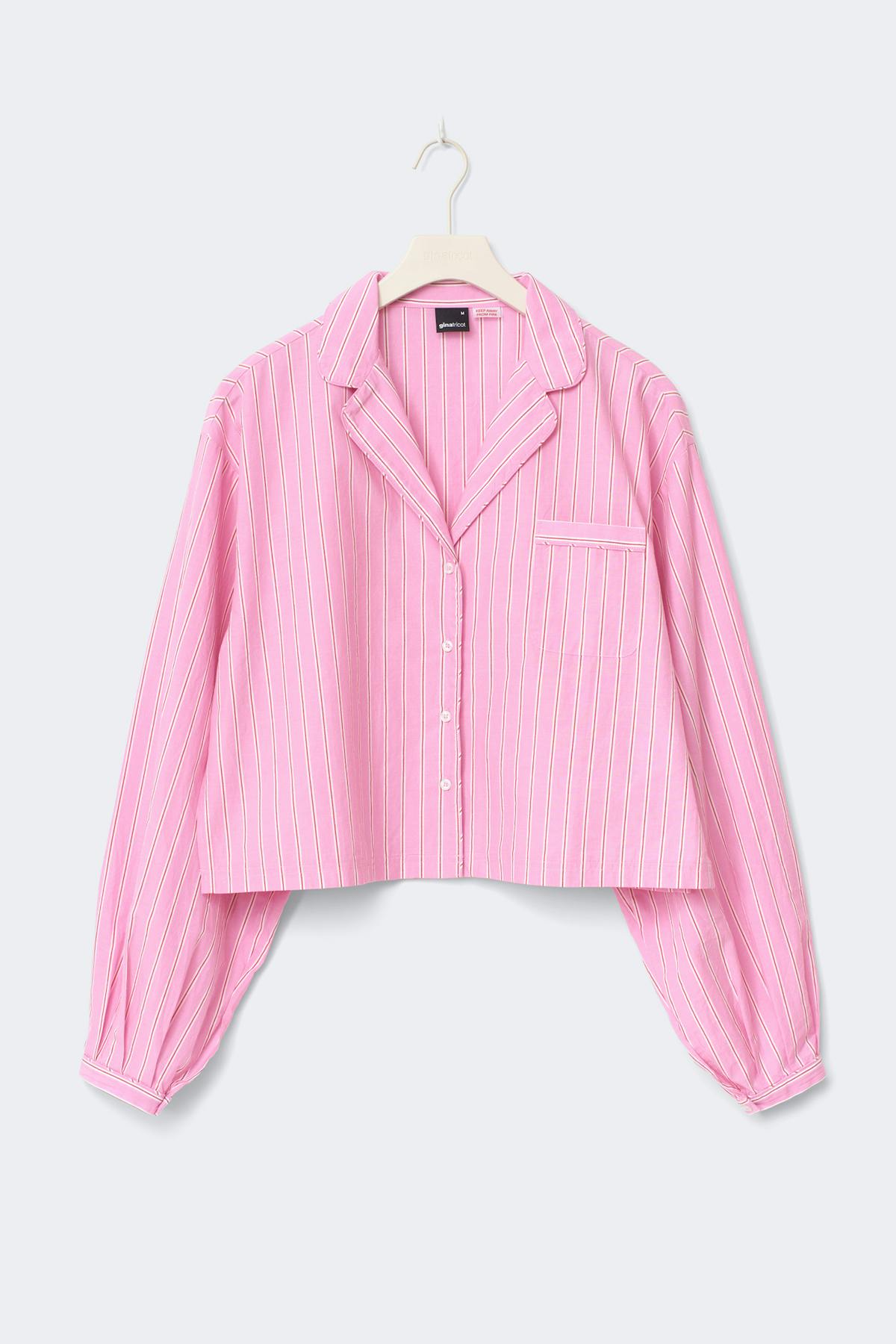 Poplin pyjamas shirt - Pink stripe