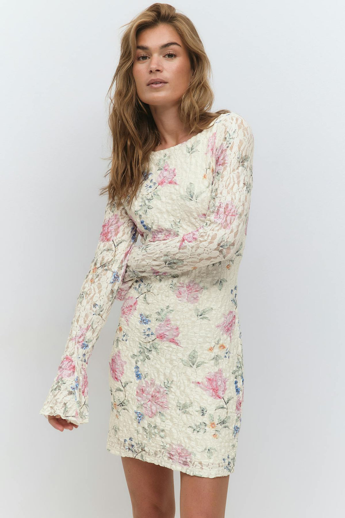 Lace mini dress - Flower aop