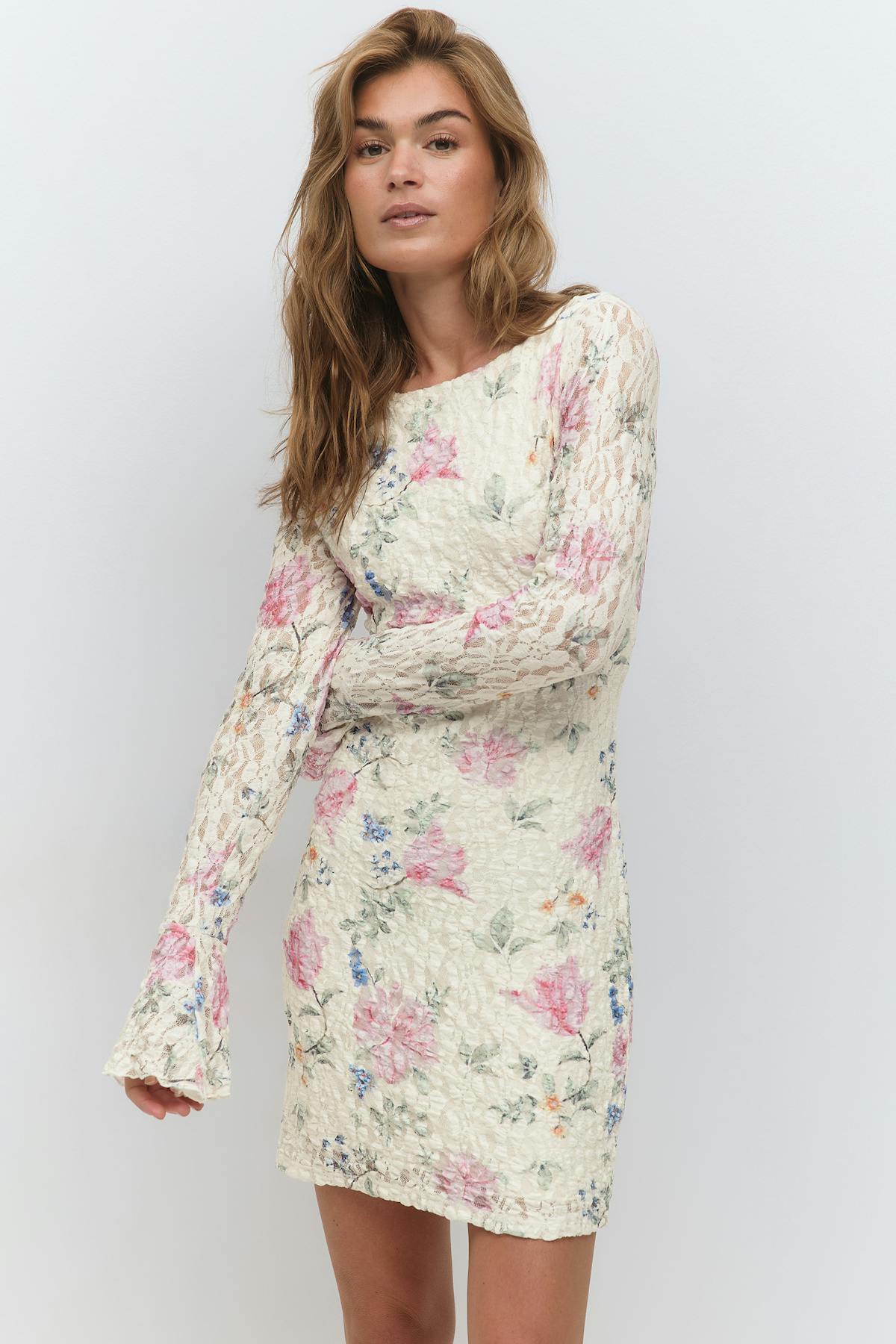 Lace mini dress - Flower aop