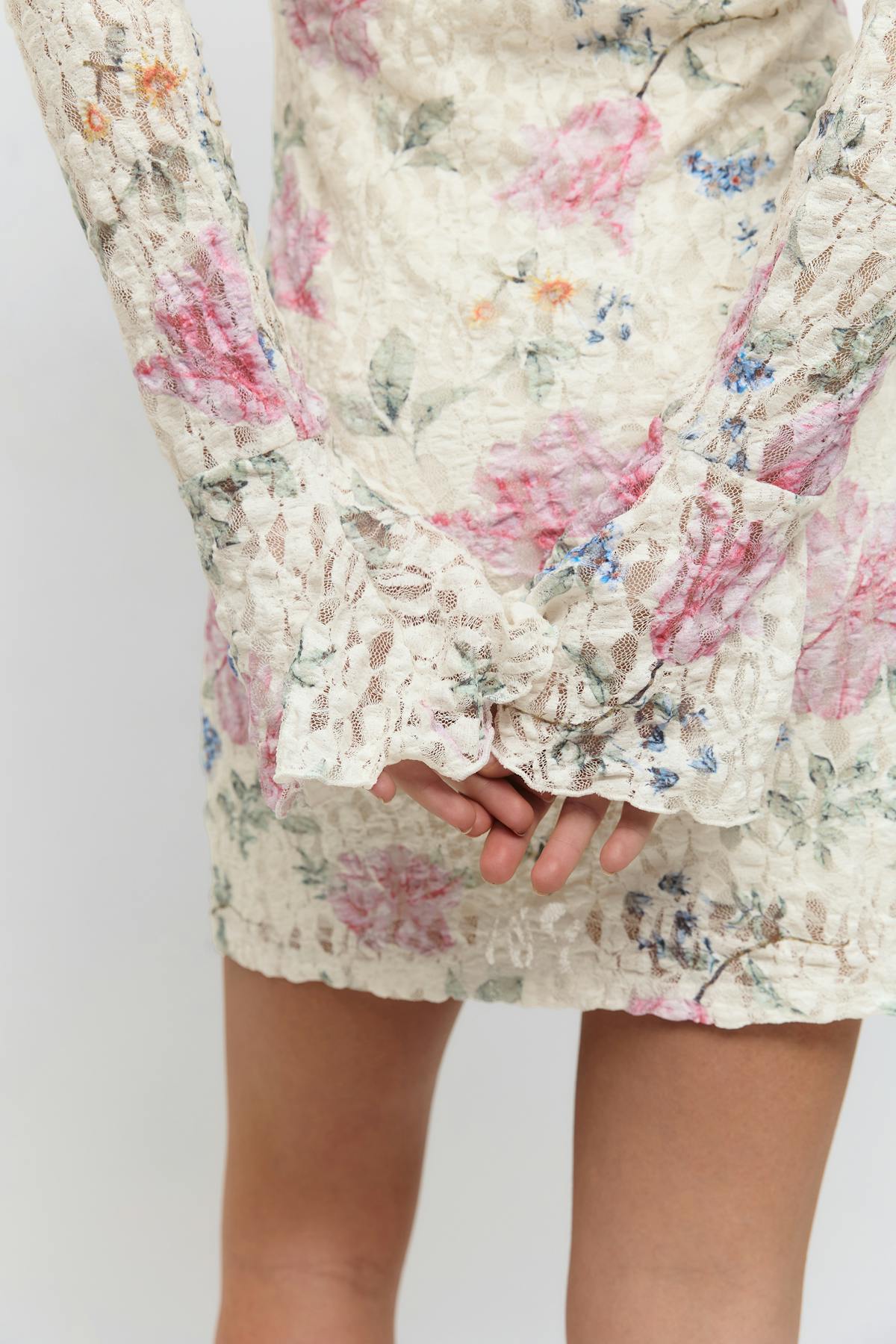 Lace mini dress - Flower aop