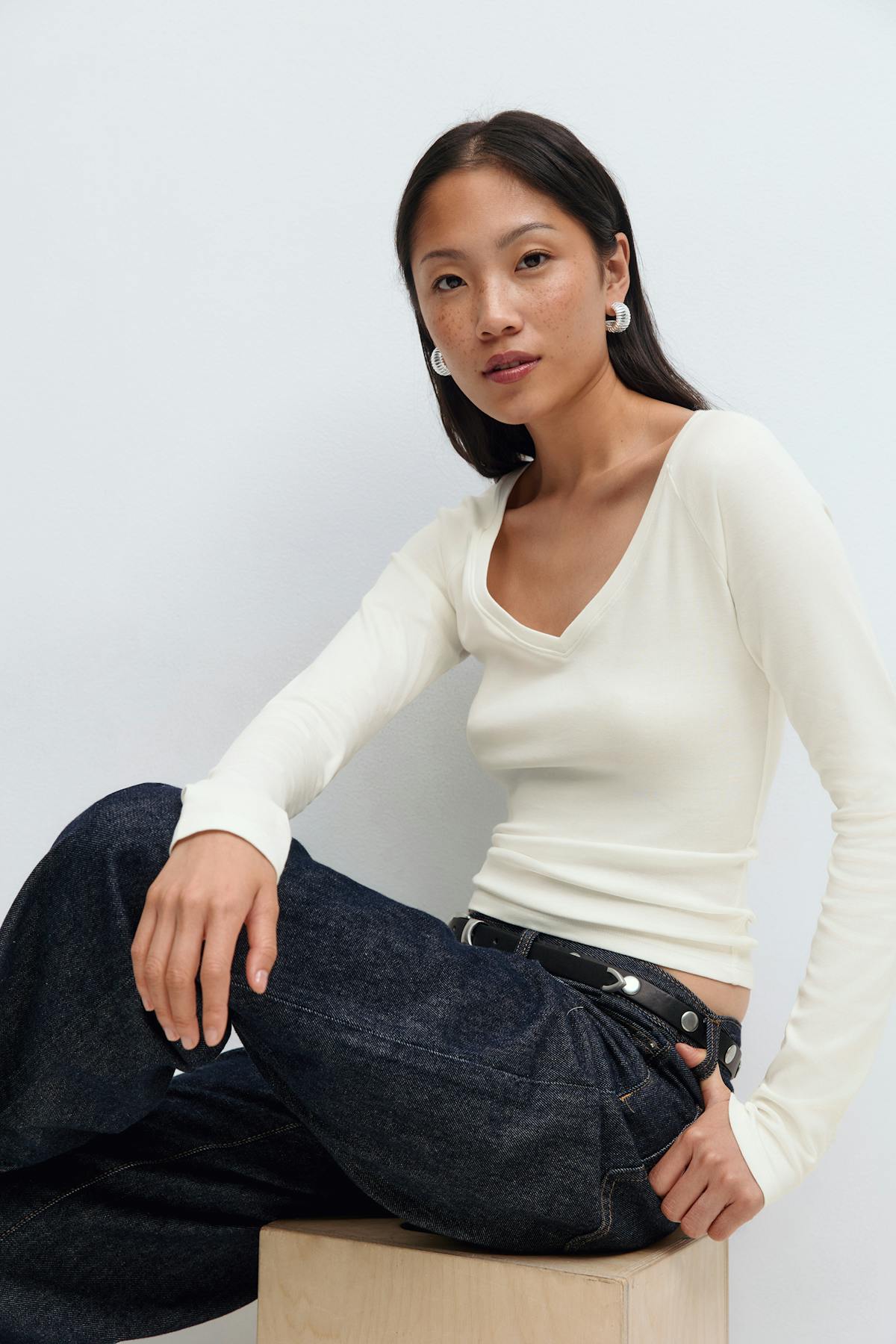 V-neck top - Peacoat