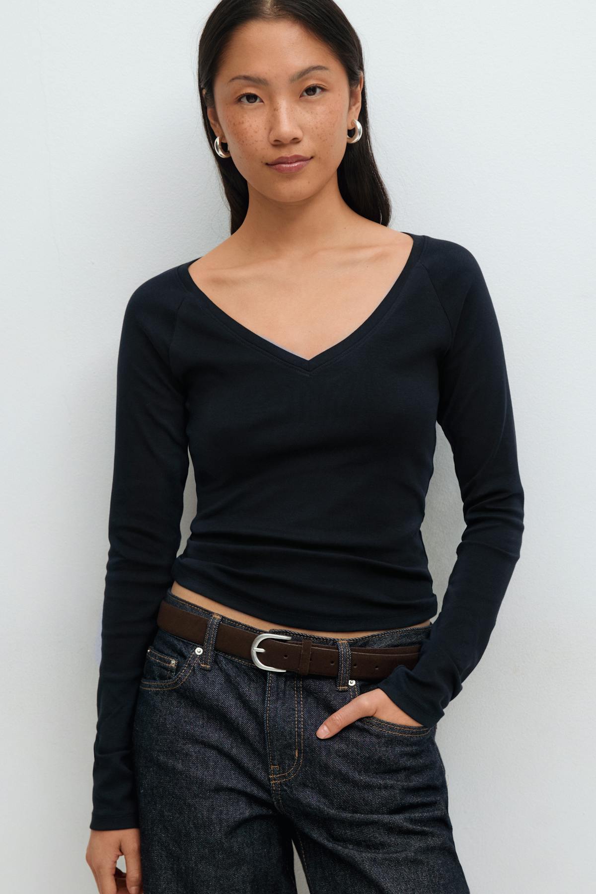 V-neck top - Blanc cassé