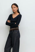 V-neck top - Noir