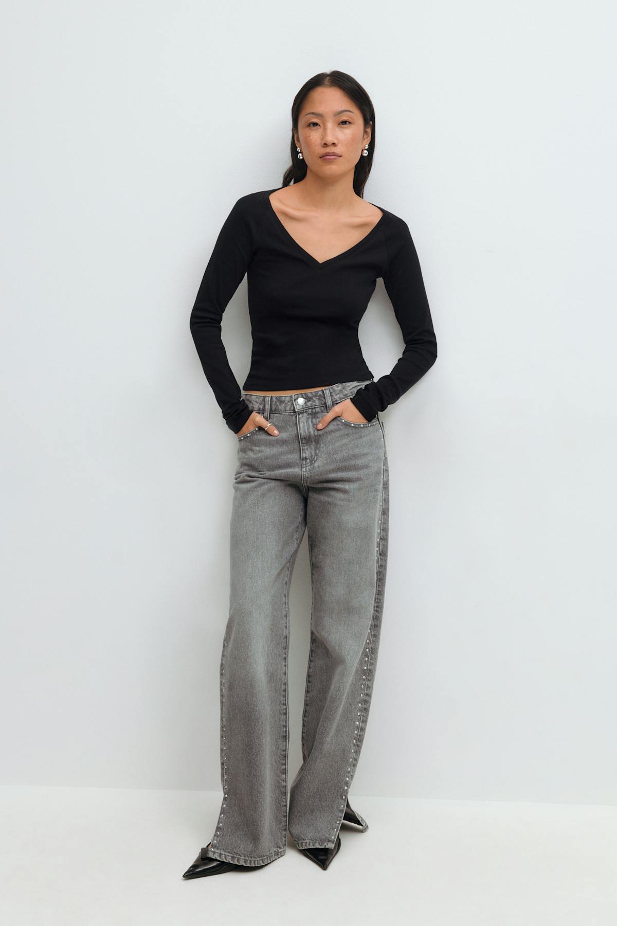V-neck top - Blanc cassé