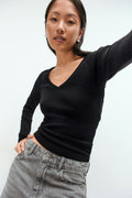 V-neck top - Blanc cassé