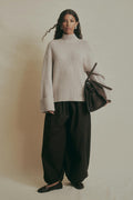 Turtleneck wool knit sweater - Noir