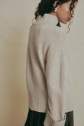 Turtleneck wool knit sweater - Beige melange