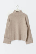 Turtleneck wool knit sweater - Beige melange