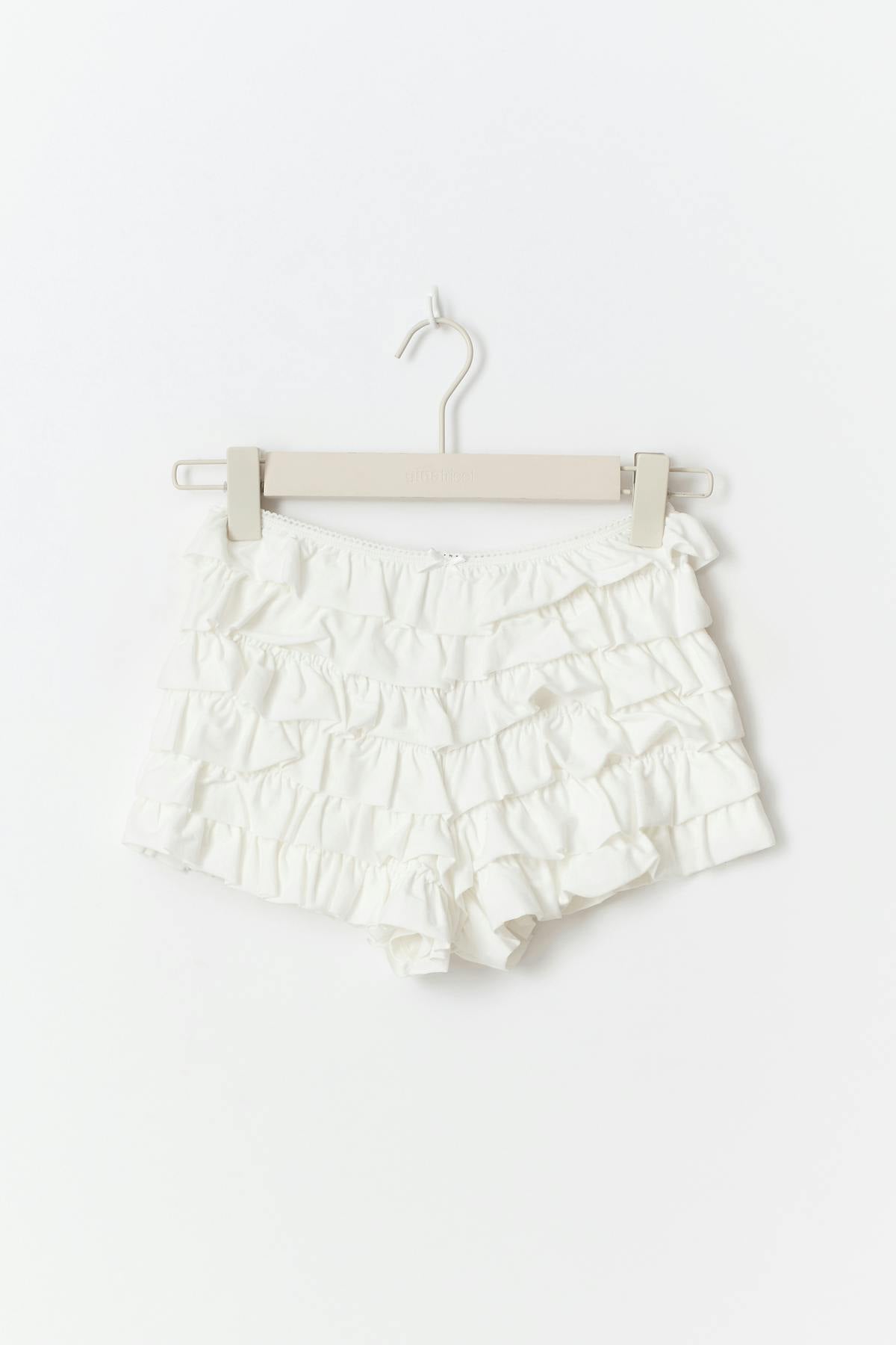 Mini frill shorts - Blanc cassé