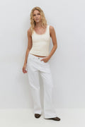 Lace detail tank - Blanc cassé