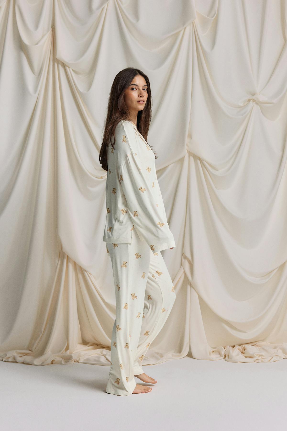 Soft pyjamas trousers - Teddy bear aop