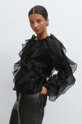 frill blouse - Noir